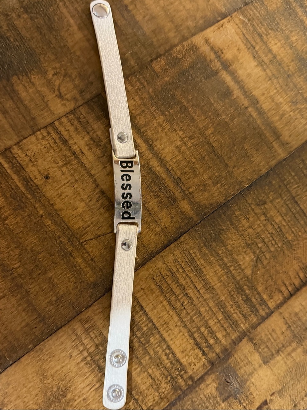Paparazzi Blessed White Leather Wristband Bracelet